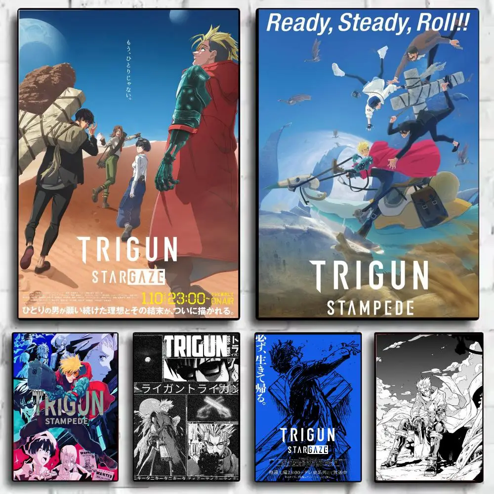 Anim T-Trigun Stampede Poster Modern  Wall Art Aesthetic Minimalist Bedroom Decor Cafe Home Gift