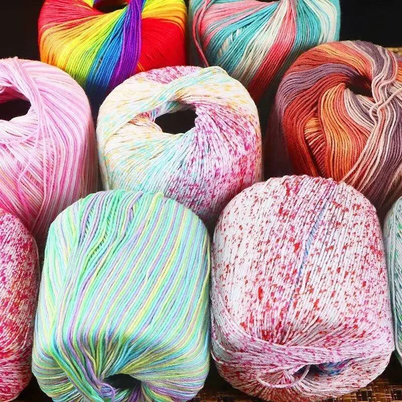 50g/Tuanhua Style Segmented Dyeing Silk Thread for Hand Woven Clothing DIY Doll Yarn Segmented Dyeing Gradient Yarn