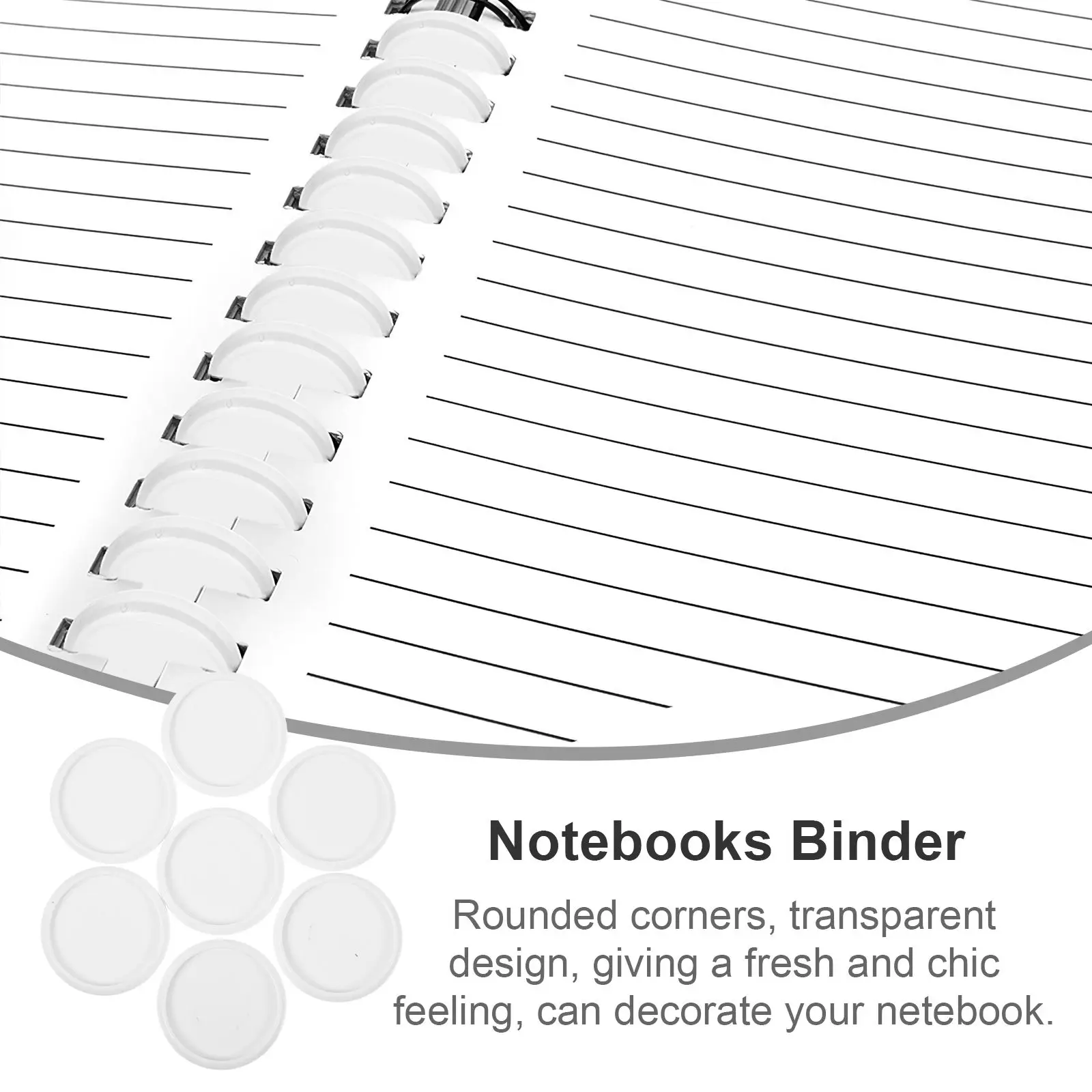 55pcs Binder Discs Small Round Binding Photo Album Loose Leaf Plastic Black Color Supplies Notebook Accessories