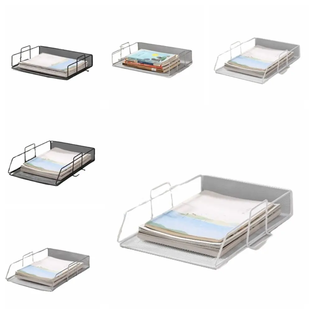 

Single Layer File Storage Rack Stackable Space Saving Letter Tray Organizer a4 Durable Desktop Document Shelf Newspaper
