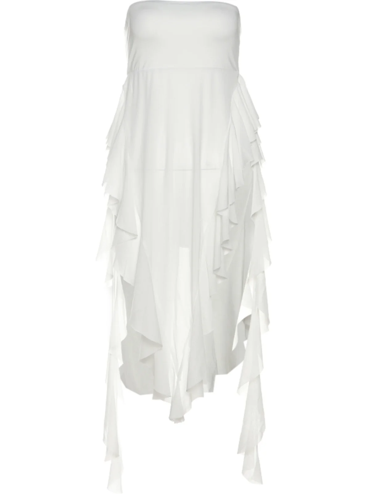 이상한 스타일의 롱 슬리밍 오프숄더 베스트 여성 스트리트 스타일 디자인 비대칭 우드 프린트 폴리에스터 혼방 탑