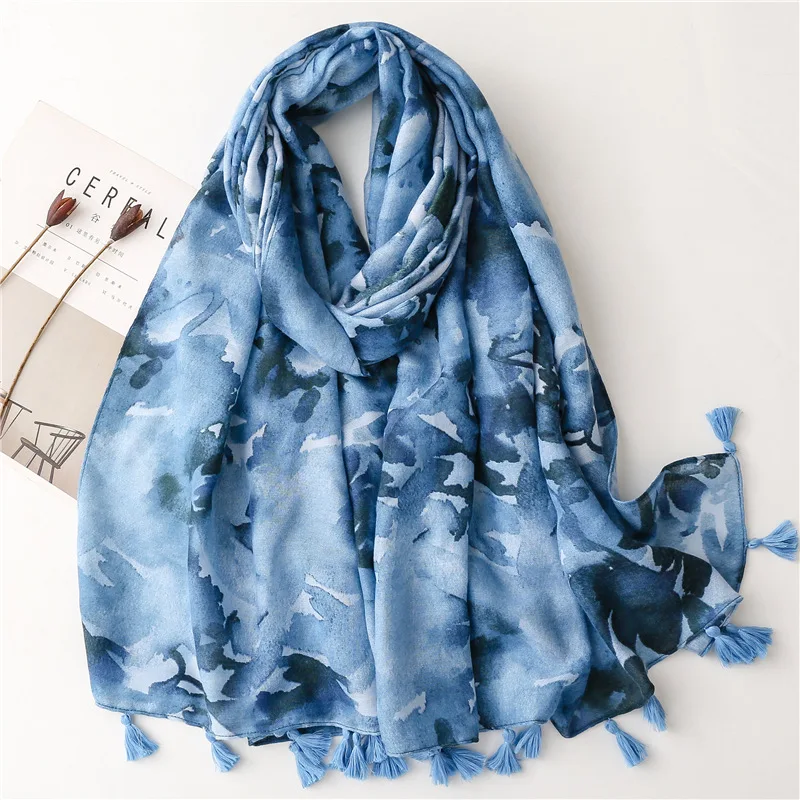 2023 New Brand Women Scarf Fashion Print Viscose Spring Winter Warm Shawls and Wraps Muslim Hijab Lady Pashmina Foulard 180*90Cm