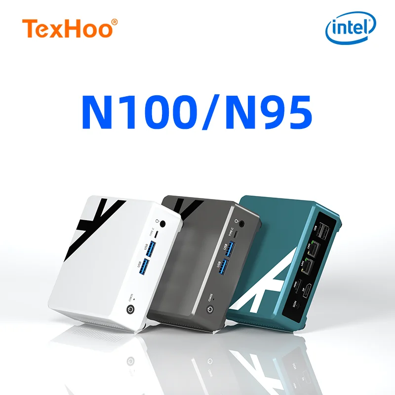 TexHoo-Mini PC Alder Lake, N100, N95, Windows 11, Intel 12e, DDR4 RAM, NVcloser, Dean, WiFi 5, BT4.0, Ordinateur de bureau, Fonctionne