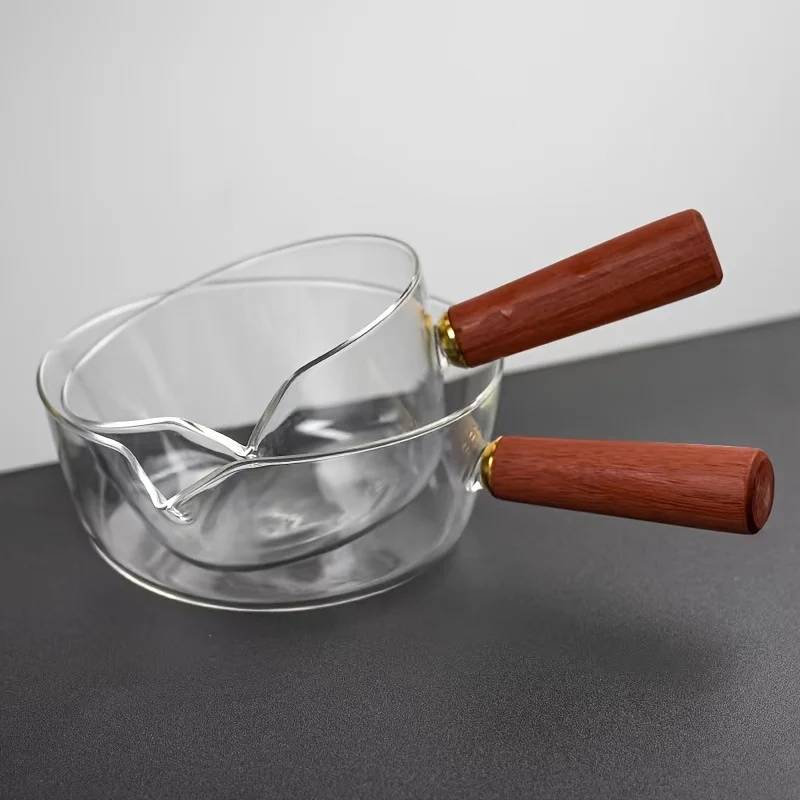 Ollas cocina vidrio multifuncionales, olla para fideos instantáneos leche, ollas para sopa con mango madera, calefac