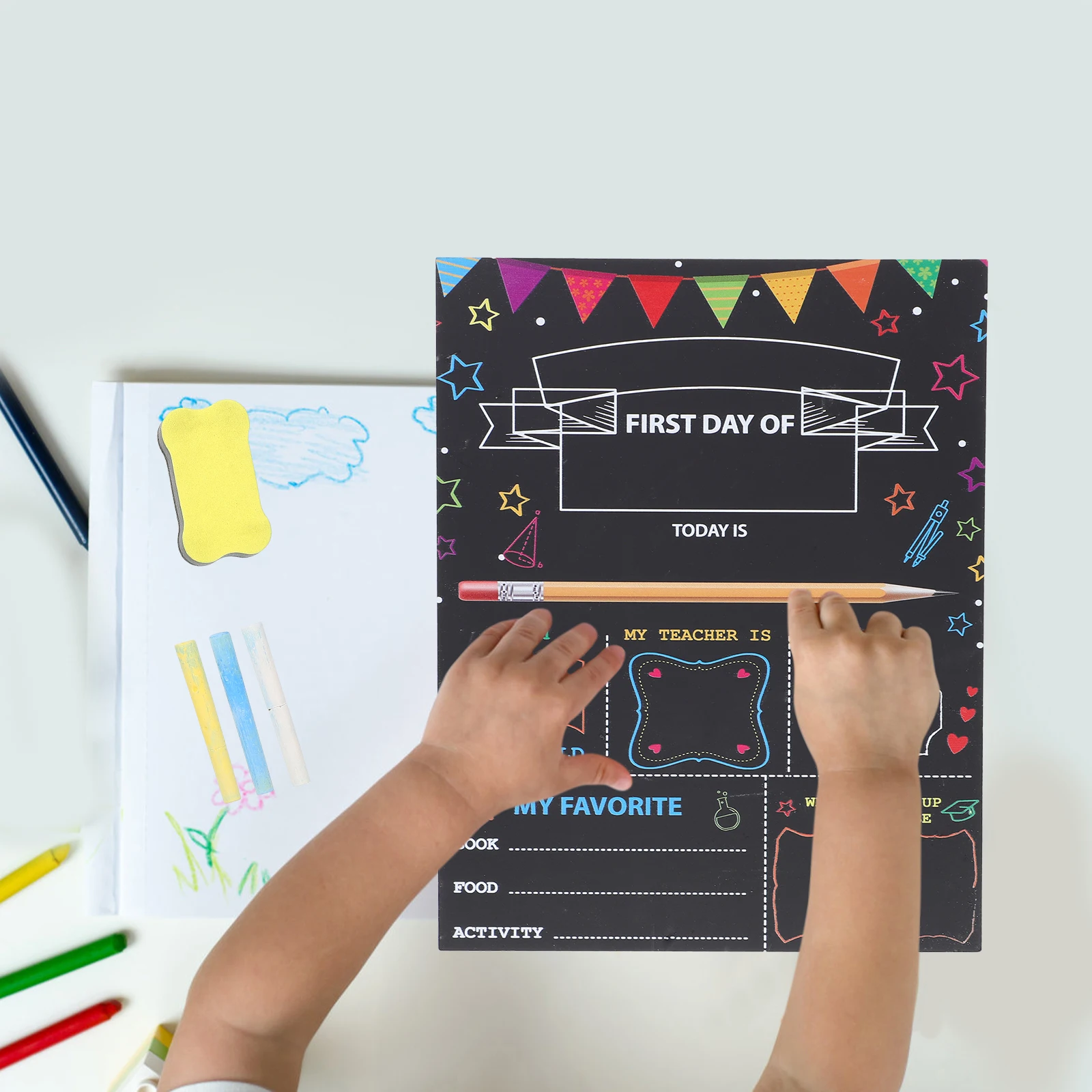 

Student Blackboard Hanging Kids Easel Double Sided School Sign Chalk Board Decor Preschool Accessory Lightweight Smooth