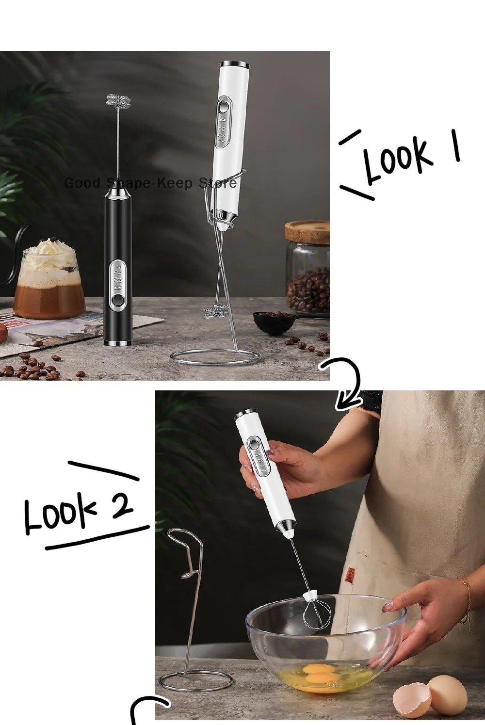 1PC Coffee Blender Eggbeater Holder Kitchen Milk Frother Bracket Milk Frother Stand Milk Frother Head + Egg Beater Head
