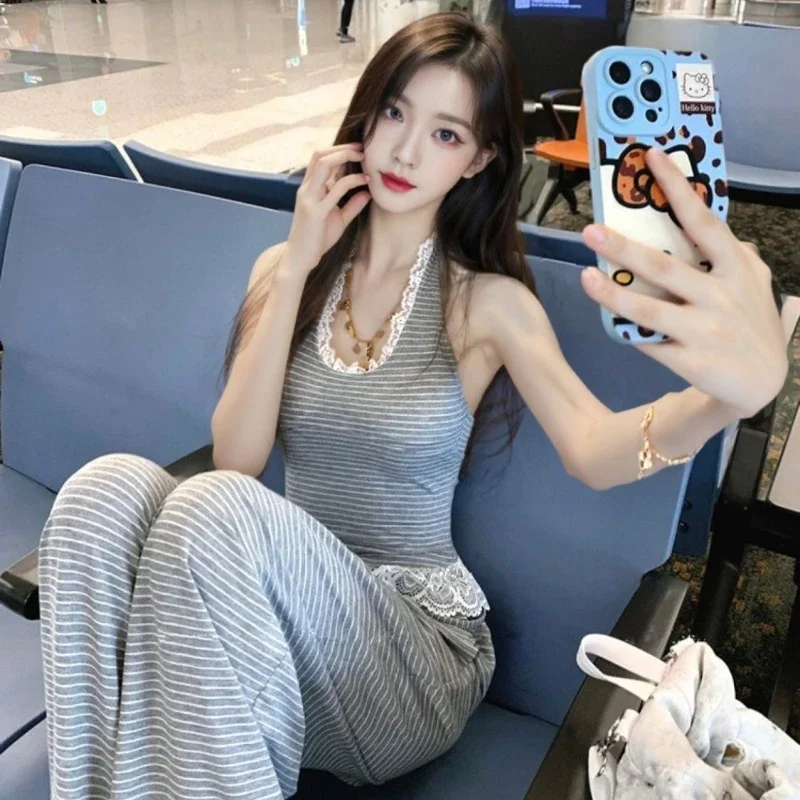 와이드 레그 여성 바지 저렴한 풀 의류 세일 캐주얼 엘레강스 한국 스타일리쉬 맞춤 그룹 시크 여성 바지 투피스 세트