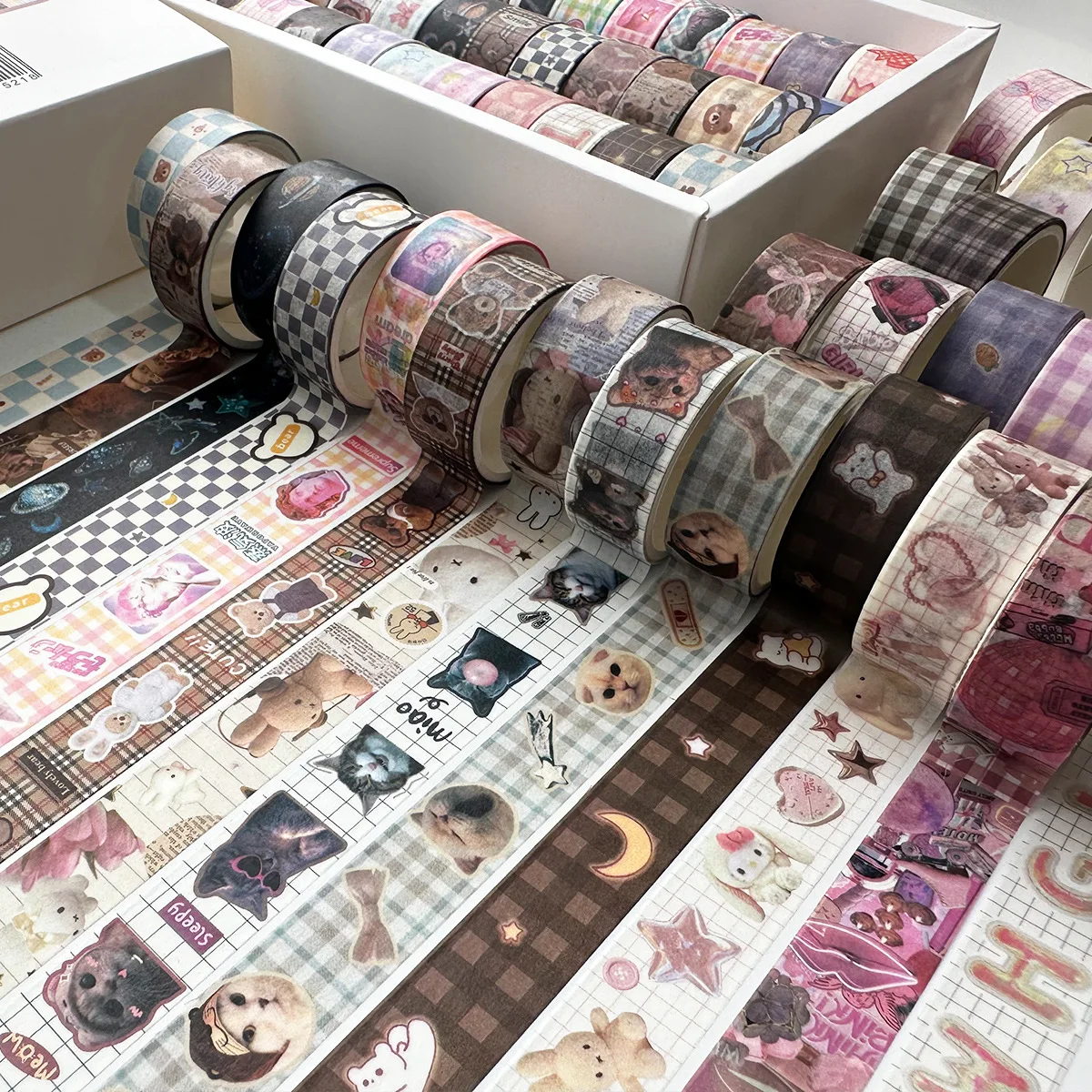 

Набор декоративных лент Washi Kawaii оптом: эстетичные ленты для дневников, планеров, поделок и рукоделия, недорого