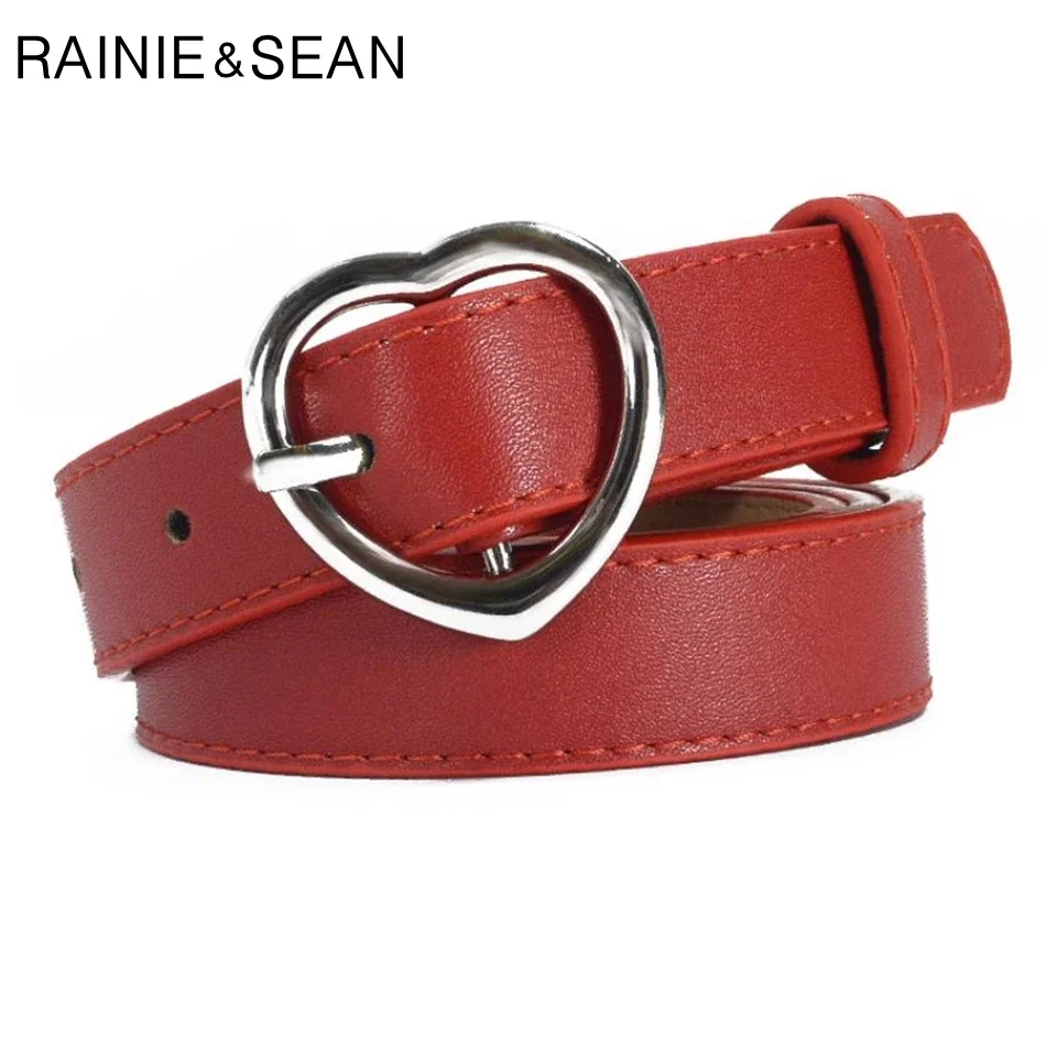 

Red Heart Belts for Women Ladies Waist Belt Pu Leather Pin Buckle Thin Female Belt Fashion Black Coffee Dark Blue Camel New