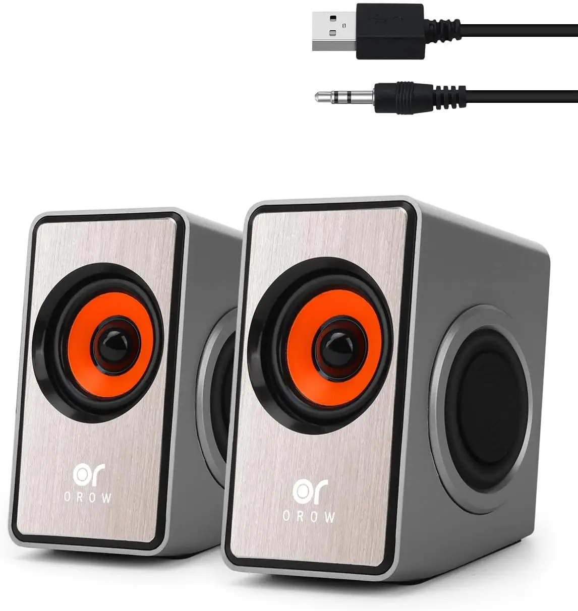 12W Mini Desktop Speaker with Volume Control, USB Powered for PC/Monitor/Laptop/Projector, 3.5mm AUX Connection