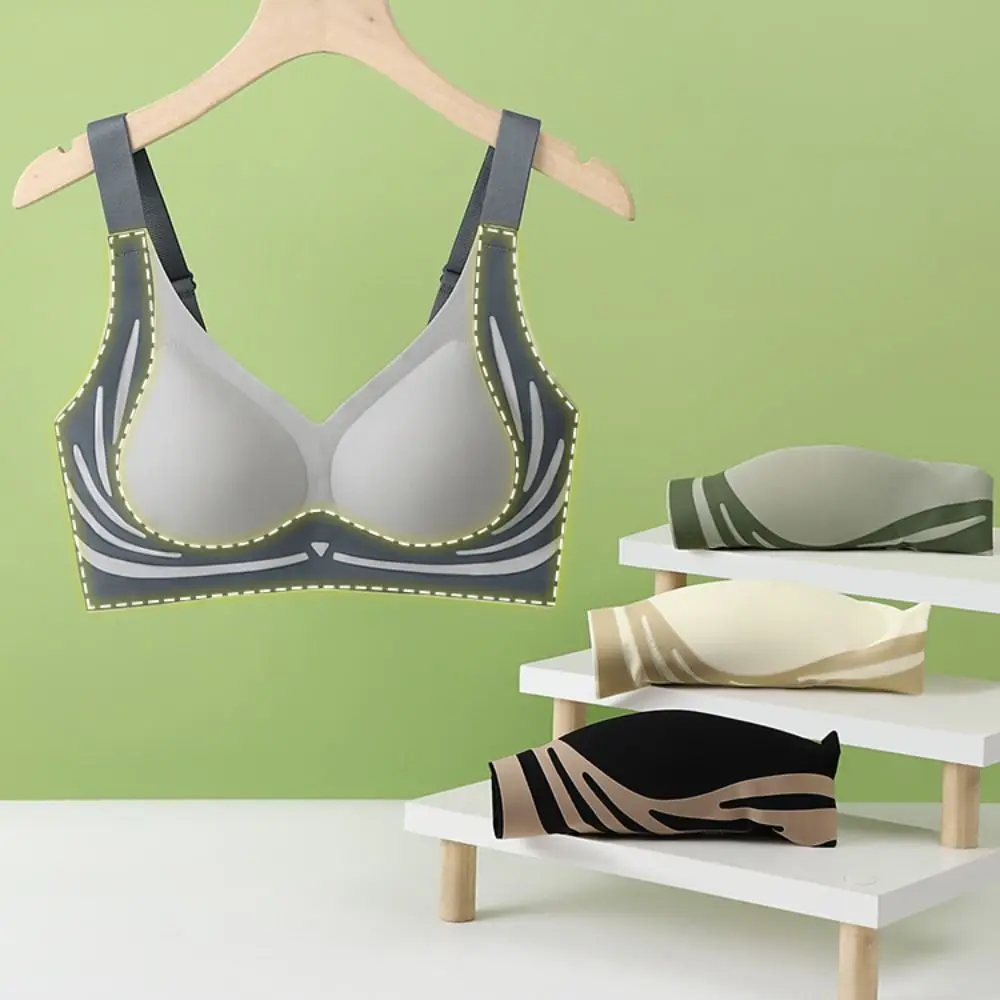 Confortável retalhos sem fio profundo v sutiã close-fitting à prova de choque sutiã para mulher lingerie grande copo sem costura sutiãs meninas