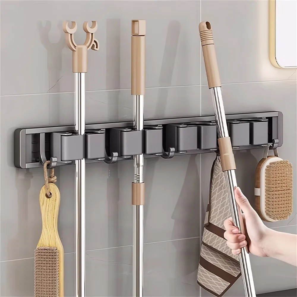 1 Piece Bathroom Kitchen Garage Storage Rack Mop Clip Rack Artifact Mop Wall Clip Broom Mop Hook Buckle Home Accessories