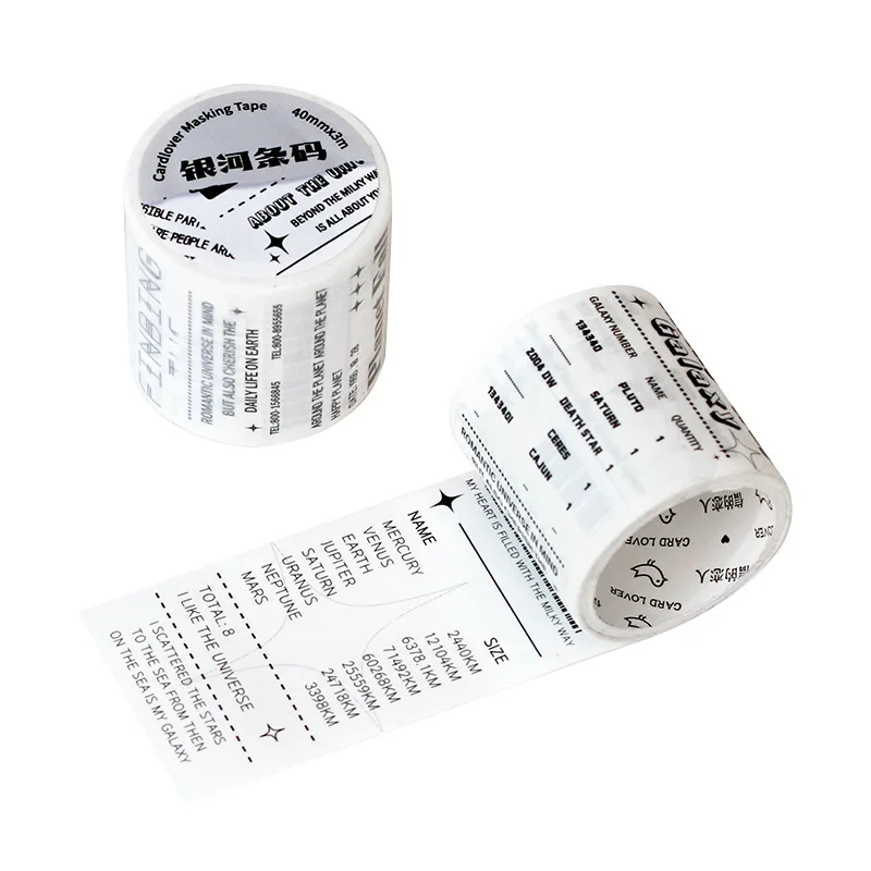 1 roll 40mm*3m Black and white character Washi tape Decorative Junk Journal Scrapbooking Scrapbooking material