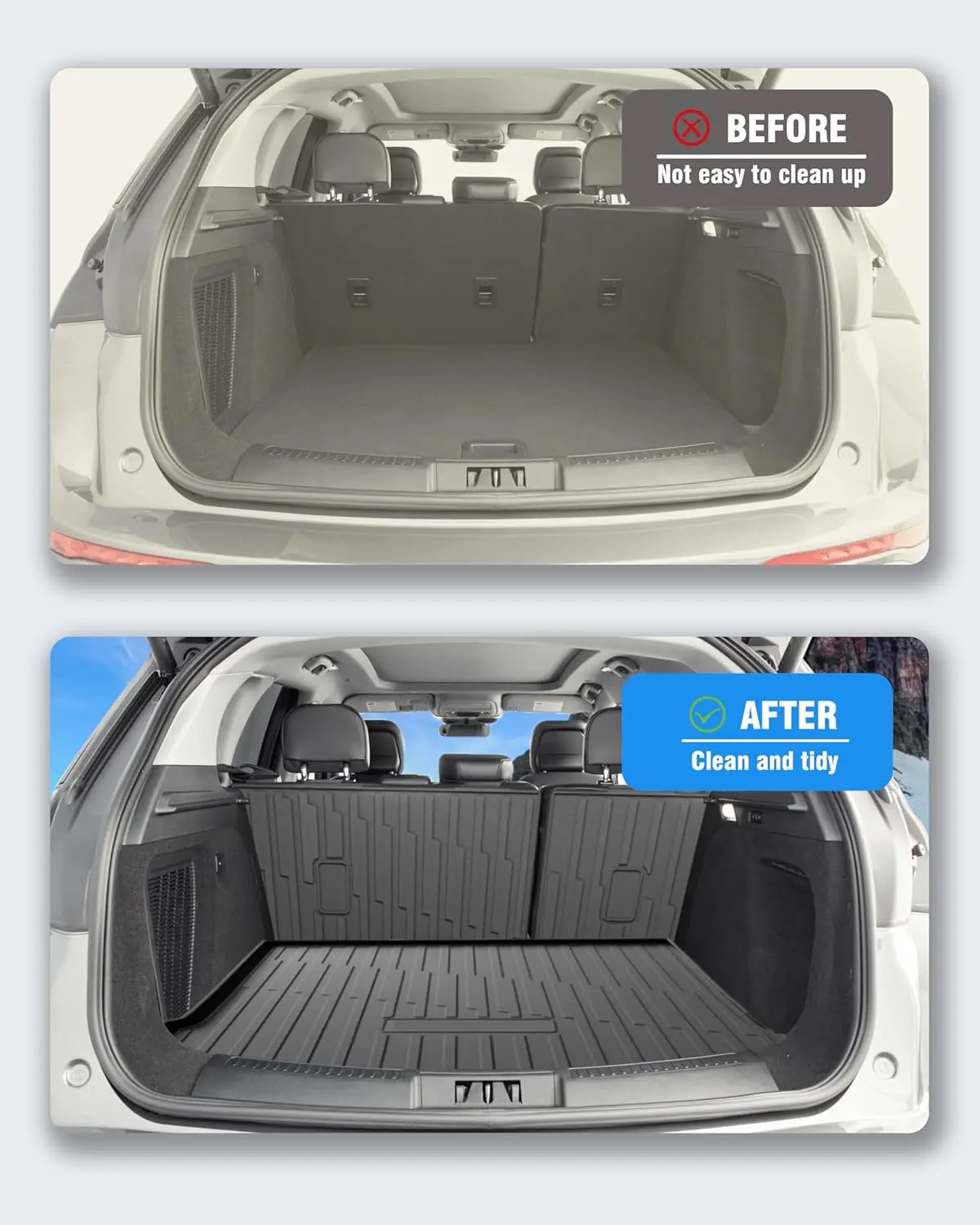 Cargo Liners and Backrest Mat for 2020-2025 SUVs, All Weather, Anti-Slip, with Hook&Loop, Multiple Colors