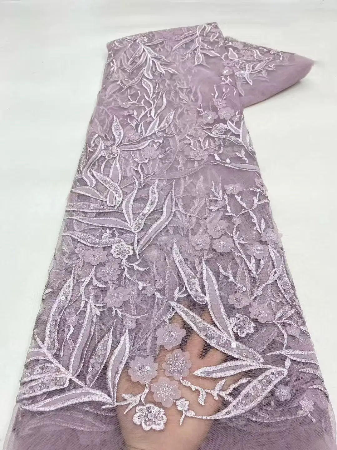 High Quality African Gold Handmade Beaded Lace Fabirc 2026 Sewing sequins Embroidery Nigreian Lace Fabric Women Wedding Dress