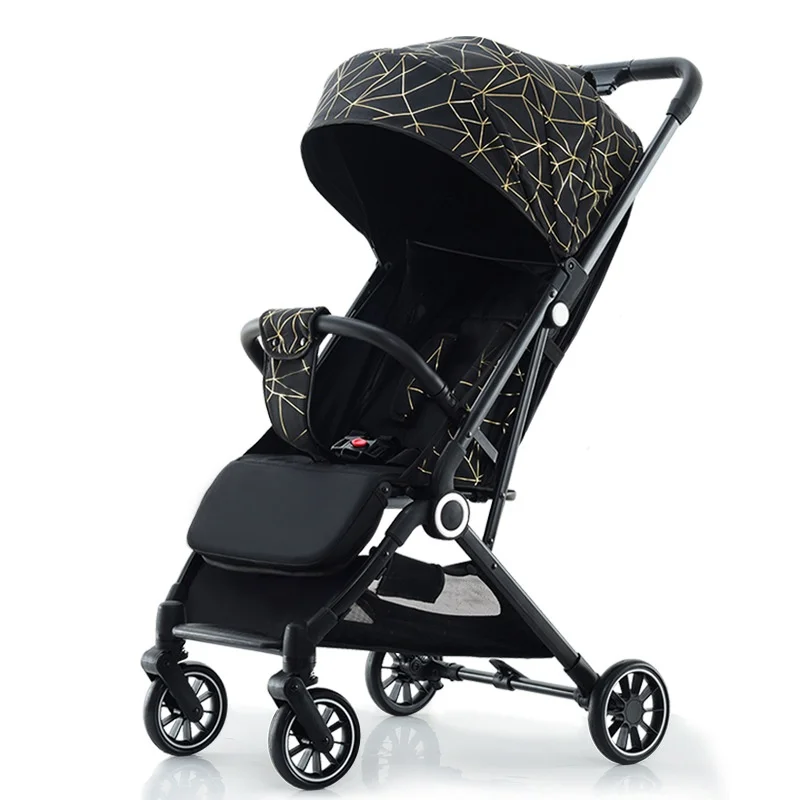 

Light Weight Portable Baby Stroller With High Landscape Can Sit Lie Children's Cart EVA Wheels Five-Point Safety Belt