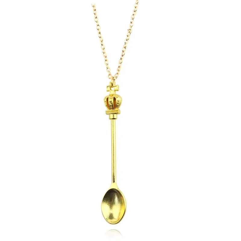 Movie Mini Crowns Spoon Necklace Vintage Mini Teaspoon Pendant Necklaces Cosplay Toys Gifts