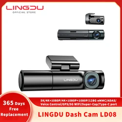 LINGDU 5K Dash Cam LD08 Dashcam Car DVR with 128GB eMMC ADAS Car Camera 5GHz WiFi GPS Video Recorder EN Voice Control Black Box