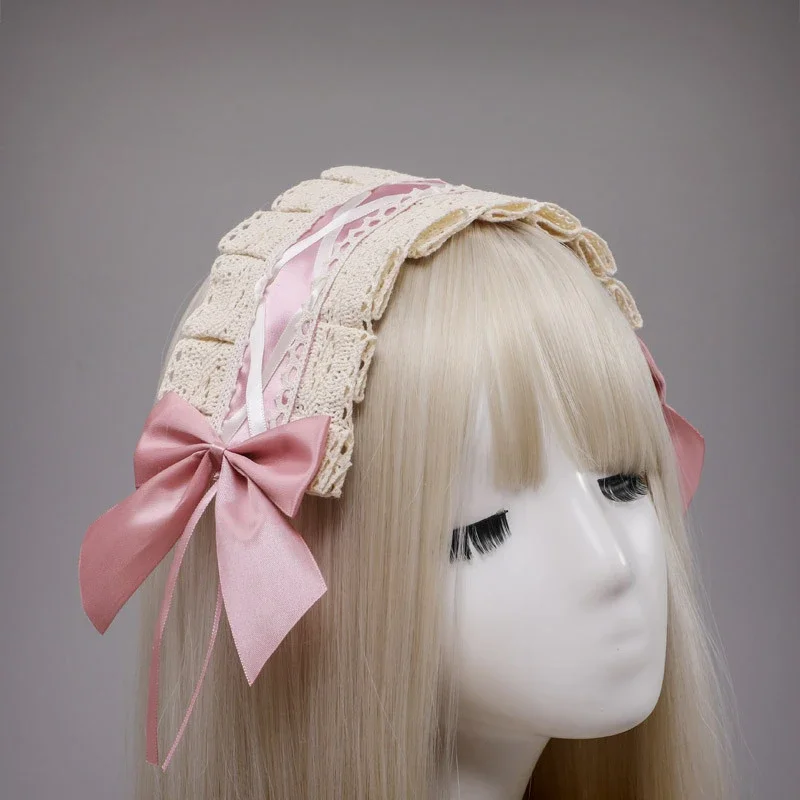 

Lovely Bowknot Sweet Japanese Lolita Lace Flower Hair Hoop Anime Maid Cosplay Headband Headwear Accessory Hand Made Wholesale