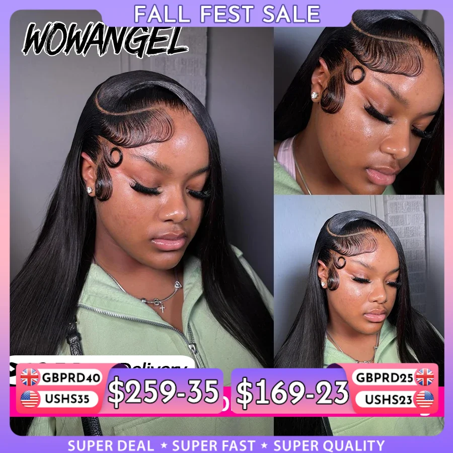 Hd Lace Frontal Wig Human Hair Pre Plucked - شعر مستعار WOWANGEL مستقيم بفتحة أمامية
