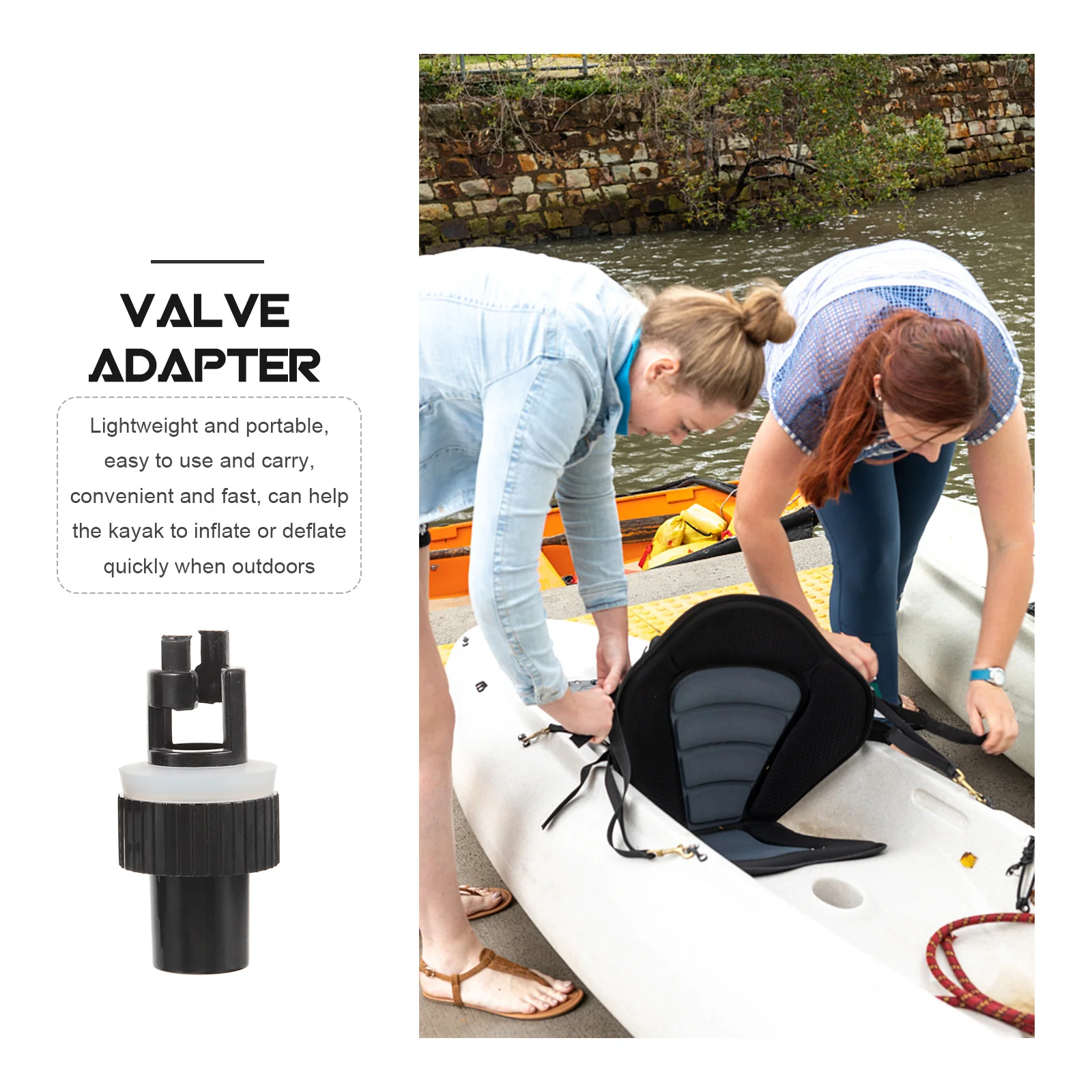 

2Pcs Valve Adapter for Kayak Inflatable Boats Fast Tool Durable PVC Material Long Service Life Air Valve Adapter