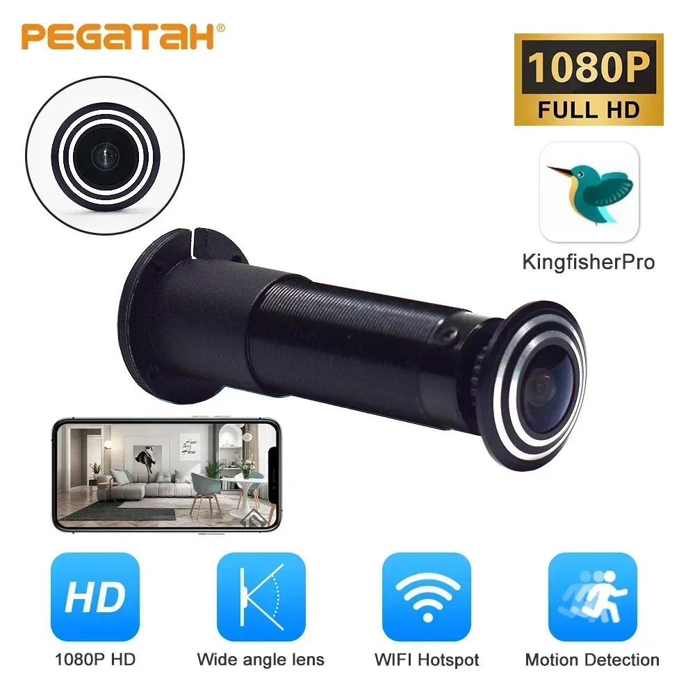 1080P Full HD Door Eye Hole Camera Security 1.7mm Lens Wide Angle FishEye CCTV Network Mini Peephole Door Wifi Cameras P2P ONVIF