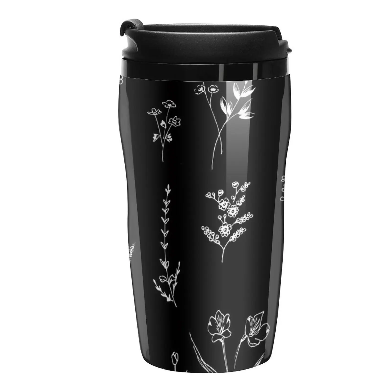 New Black wildflowers Pattern Travel Coffee Mug Nespresso Cup Espresso