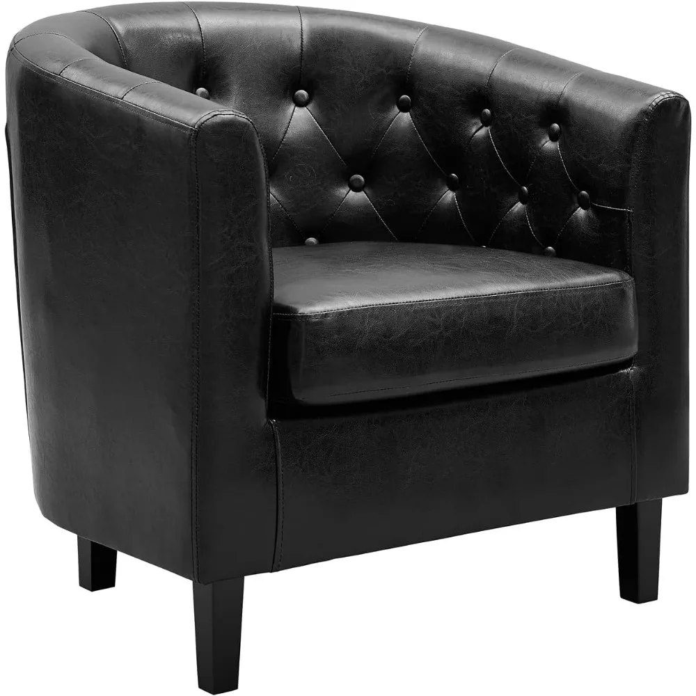 كرسي إيما أكسنت، جلد صناعي معنقدة بأزرار، أريكة منتصف القرن الحديثة، كرسي مريح، كراسي أسطوانية حوض الاستحمام لغرف النوم، P