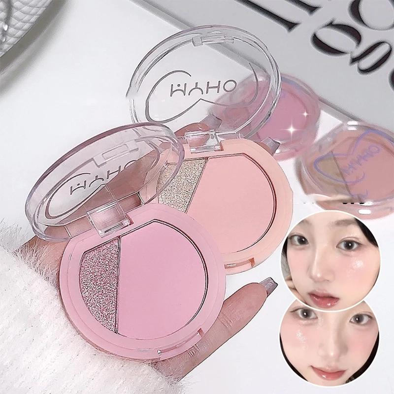 Evidenziatore fard perlescente opaco 2 in 1 Impermeabile naturale tenero delicato colore delle guance schiarente trucco per il contorno del viso