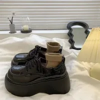 Winter Shoes Women British Style Oxfords Clogs Platform Female Footwear Autumn Preppy Leather New Retro Cross Creepers Dress