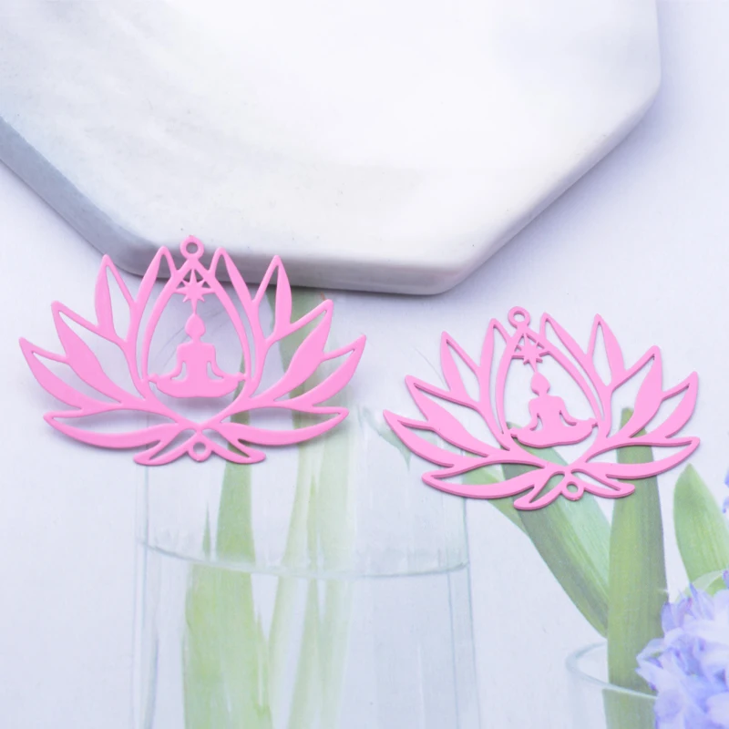 30 Stück/Lot AD3337 38*25mm Messing-Blumen-Lotus-Anhänger Verbinder Bunte Schmuck- und Ohrring-Materialien – Detail 5