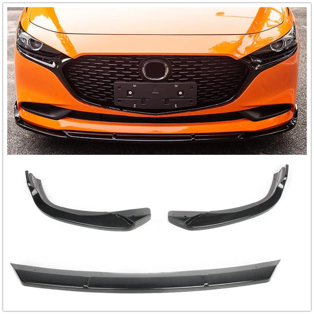 

For Mazda 3 Sedan Axela 2019-2020 Front Bumper Spoiler Lip Carbon Fiber Look/Gloss Black Lower Splitter Guard Blade Plate Lippe