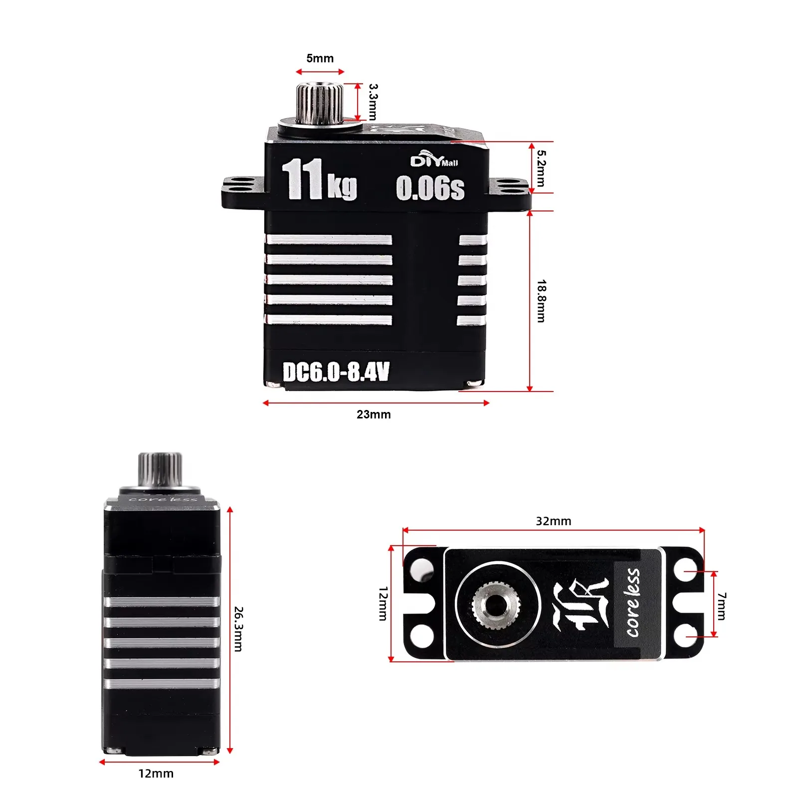 11KG デジタルサーボモーター 8.4V 0.06s 高速フルメタルギア 360 °   RCカー/ロボット用連続回転