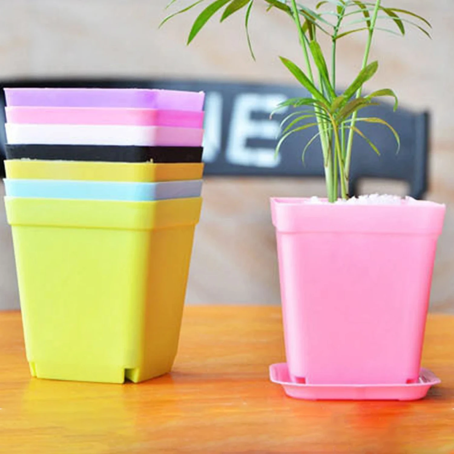 Colorful Candy Square Flower Pot Mini Succulent Plant Trays for DIY Transplanting - Cute Flowerpot Planters for Growing Plants a