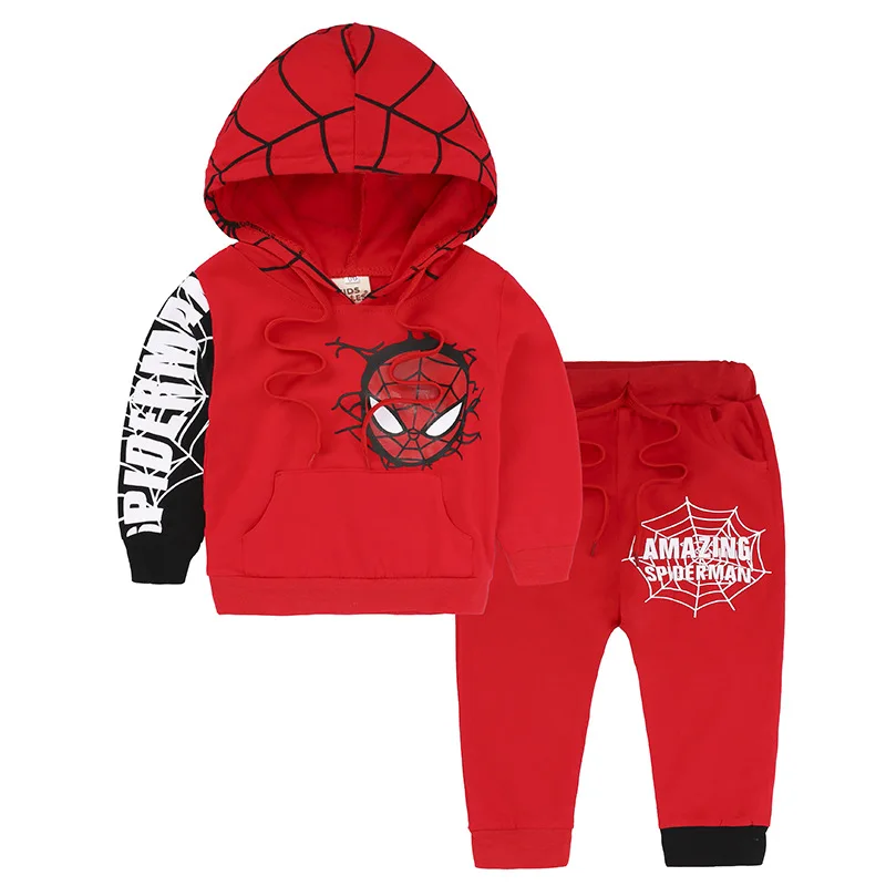 Boy Hoodie Set Children Color Blocking Sweater superhero Hoodie trousers Two-piece Set  Baby Girl Outfit Set  Kids Clothes