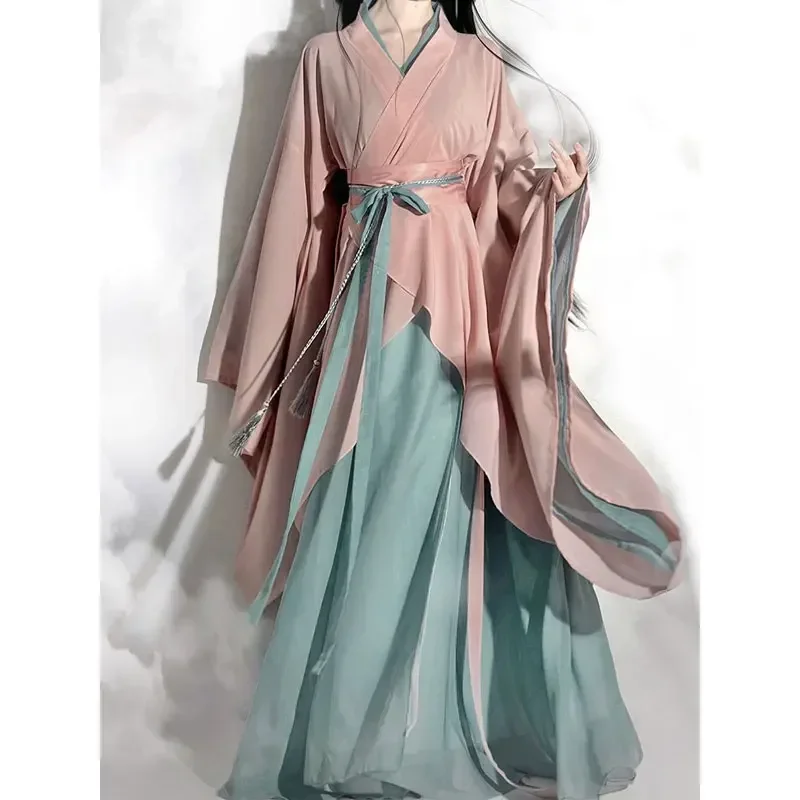 Chinese Hanfu Women Chinese Traditional Cosplay Costume Fairy Ancient Clothing Pink Green Dress Birthday Party Daily Work Wear