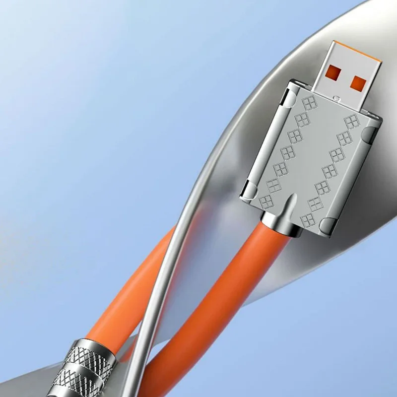 High-Speed 120W USB Type C Cable With 180 Degree Rotary Elbow 6A Super Fast Charging Data Cable Mobile Accessories New With Lamp