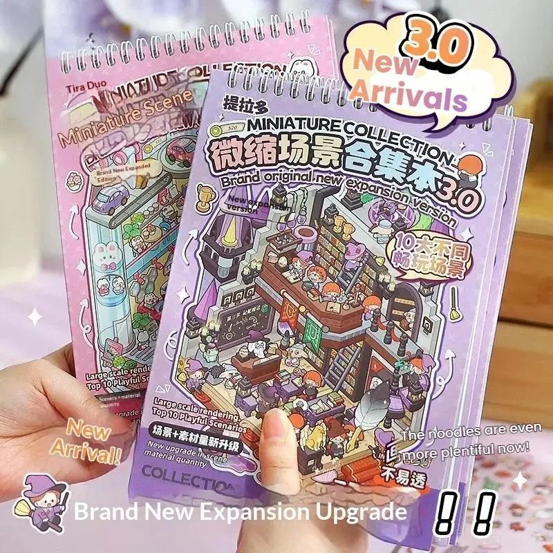 Miniature Scene Collection Sticker Book New Upgraded 10 Varied Playable Scenarios for Travel Time Killing Activity for Kids