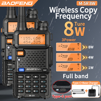 2X Baofeng M-5R Walkie Talkie High Power Wireless Copy Frequency AM Long Range Type-C Two Way Radio Commutator Amateur Ham Radio