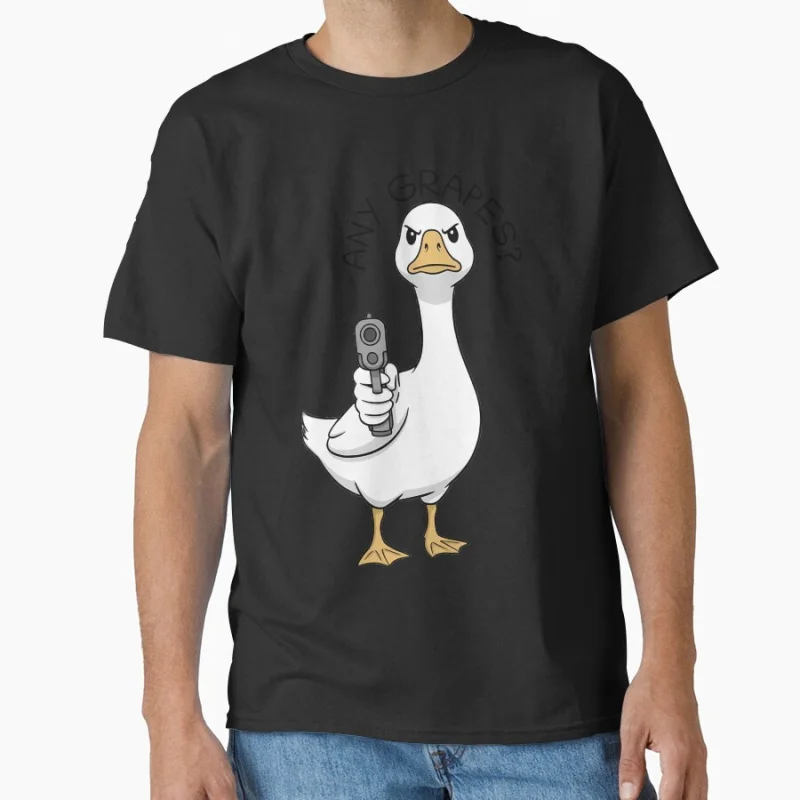 Any grapes Duck humor Cute Goose meme Funny t shirt for men Large size Tops S-6XL 100% cotton printed Clothes