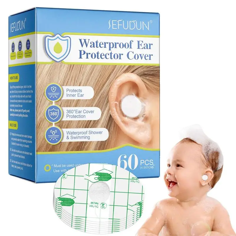 60pcs Waterproof Ear Protector Swimming Cover Caps Baby Swimming Ear Protection Patch Shower Cap Tool Waterproof Stickers