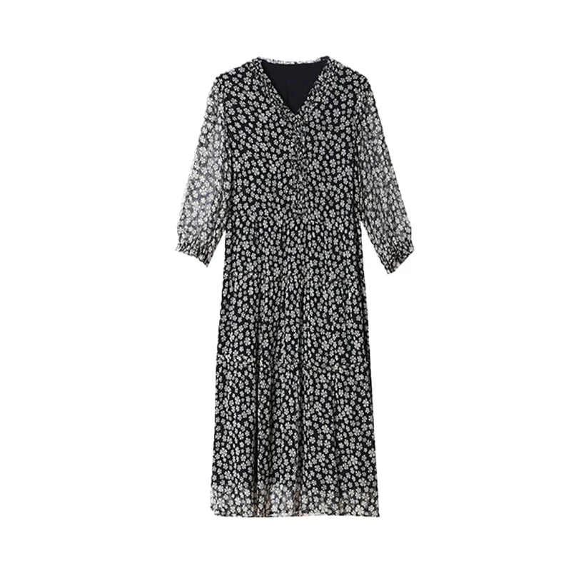 ฤดูใบไม้ผลิฤดูร้อนดอกไม้ชีฟอง Casual Beach Midi ชุดผู้หญิงเกาหลีแฟชั่น Elegant Prom 2025 Chic Luxury Party ชุดราตรี