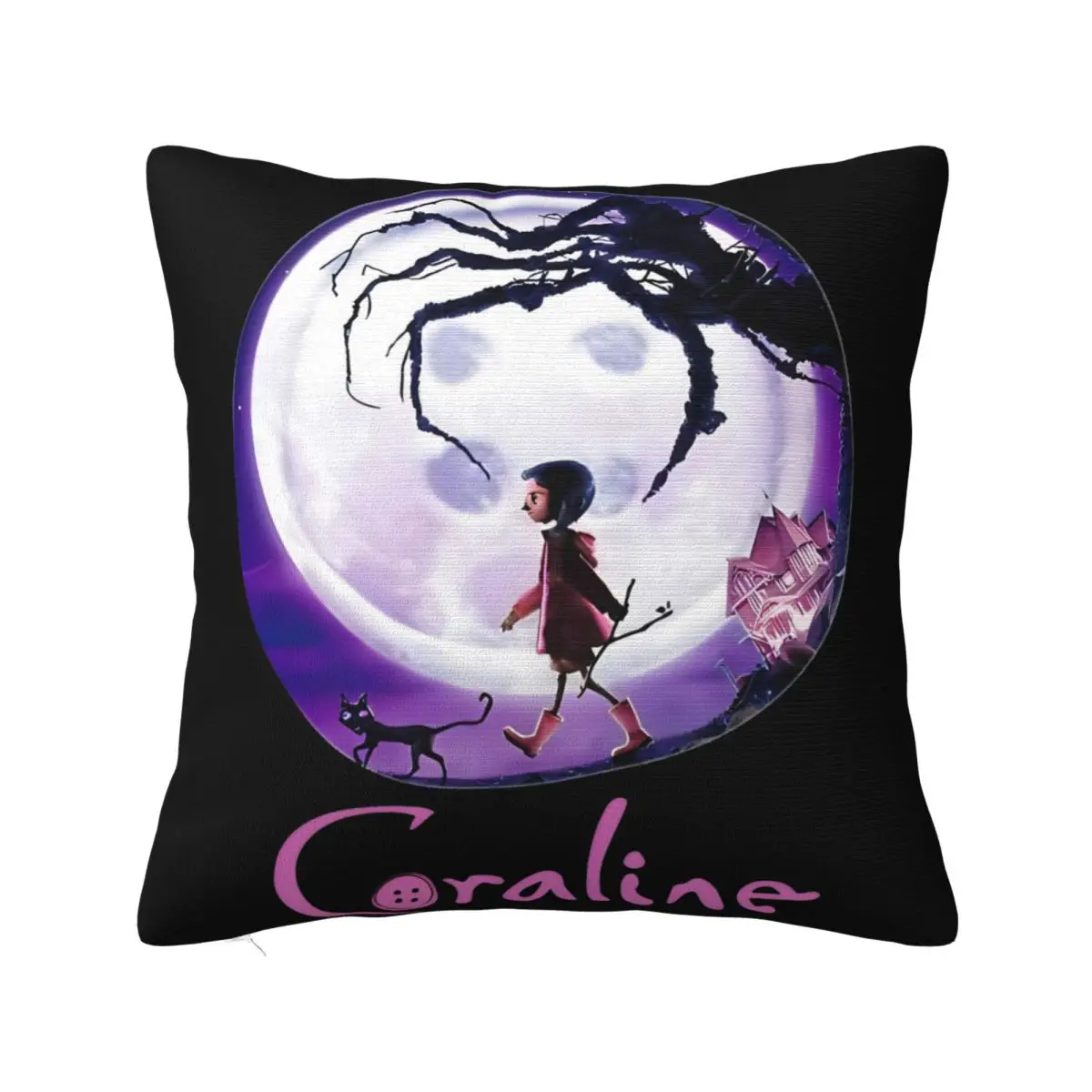 Coraline Halloween Pillow Covers Accessories Printed Polyester Cushion Cover Decorative Throw Pillow Case Cover Home Square