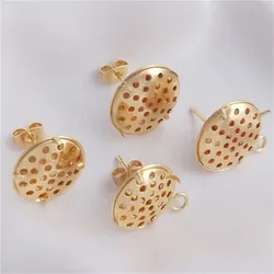 Needle Cute Rabbit Head Zircon Rabbit Ears Half-hole Beaded Earrings 14K Gold Diy Earrings Accessories E198
