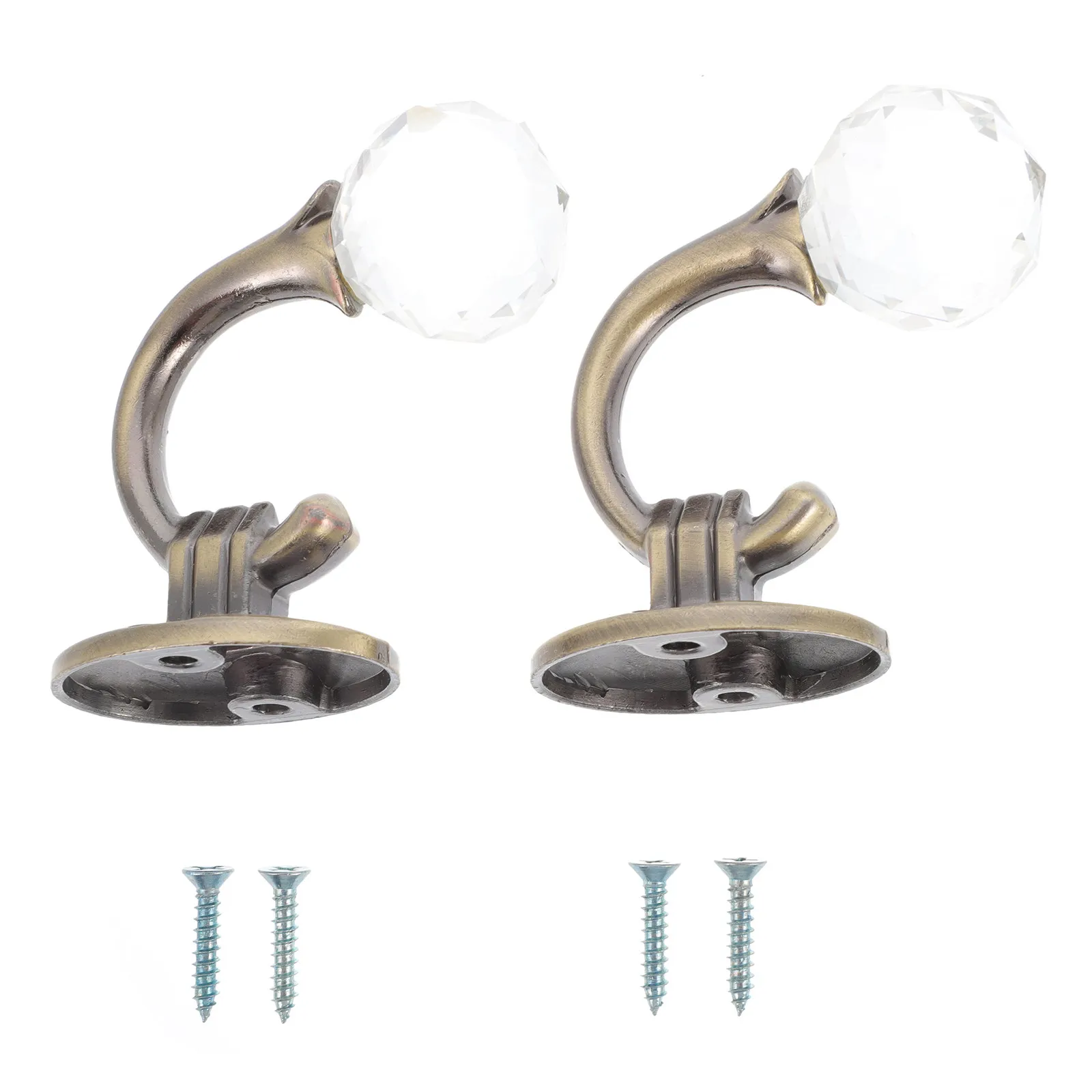 2Pcs Crystal Curtain Hooks Zinc Alloy Elegant Design Easy Install Decorative Curtain Accessories for Bathroom Dressing Room