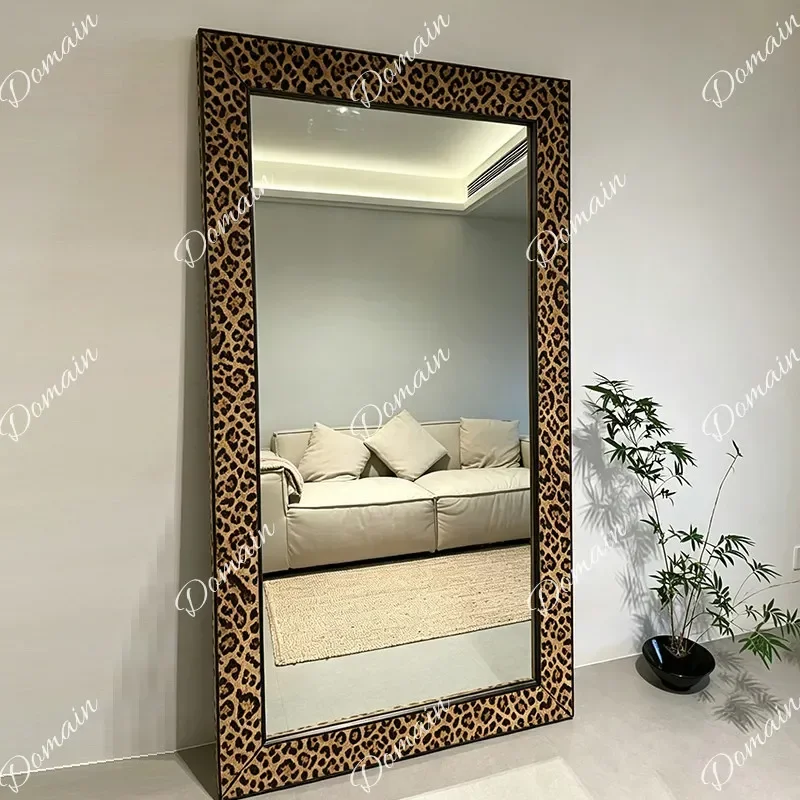 G K X46 Design Sense Polka Dot Full Body Mirror Household Floor Mirror American Leopard Print Full-length Mirror E