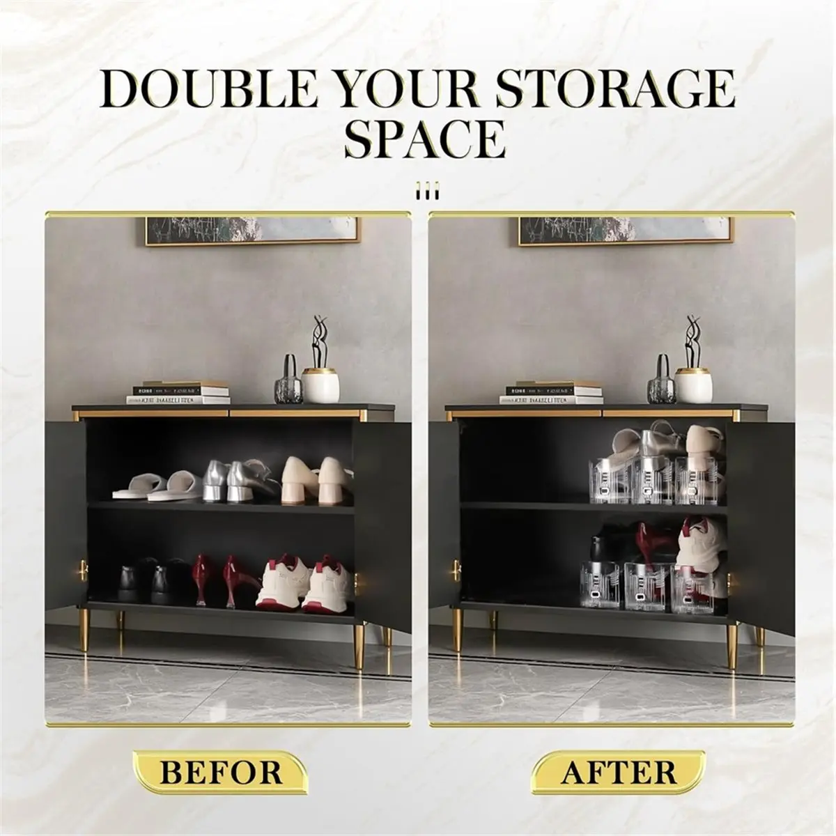 

Органайзер для обуви Y69A, 12 штук в упаковке - Стойка для обуви, 3 регулируемых уровня, экономия места на 50%, двухслойные держатели для шкафа