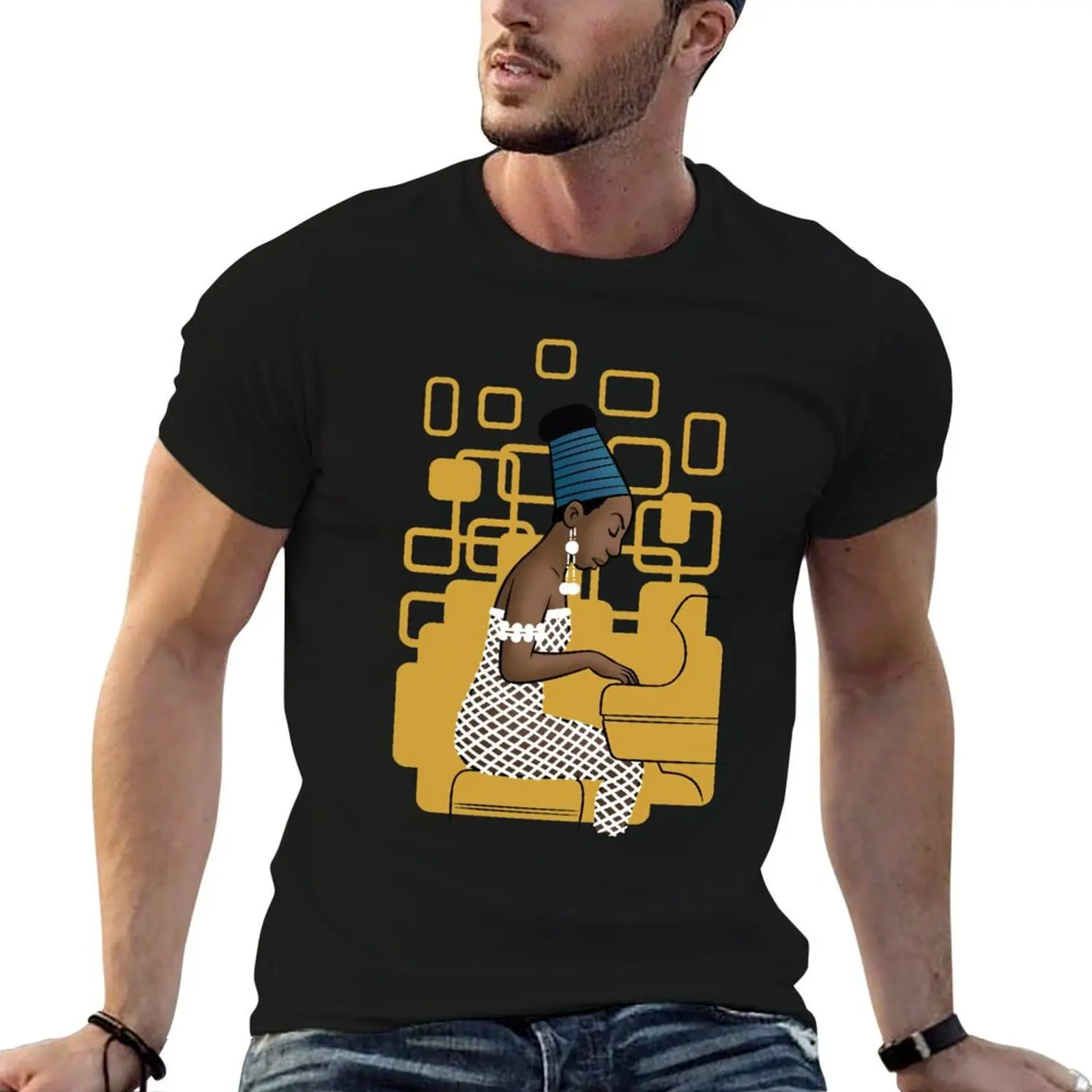 Nina Simone at the piano T-Shirt summer clothes graphic t shirts mens t shirt graphic