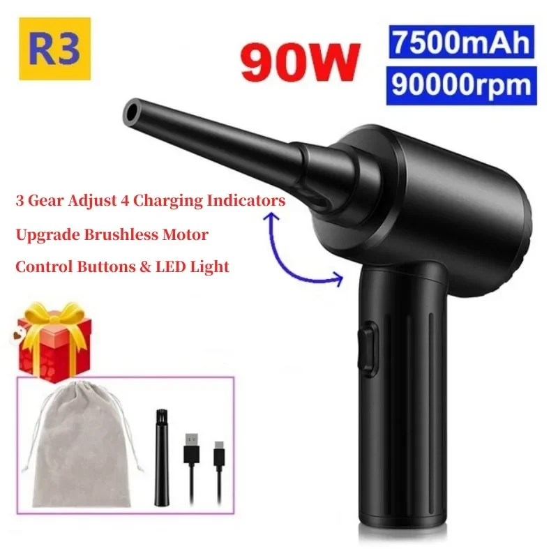 Powerful Electric Air Duster Air Blower Dust Blowing Mini Jet Fan for Camera Computer PC Keyboard 90000 RPM Air Duster