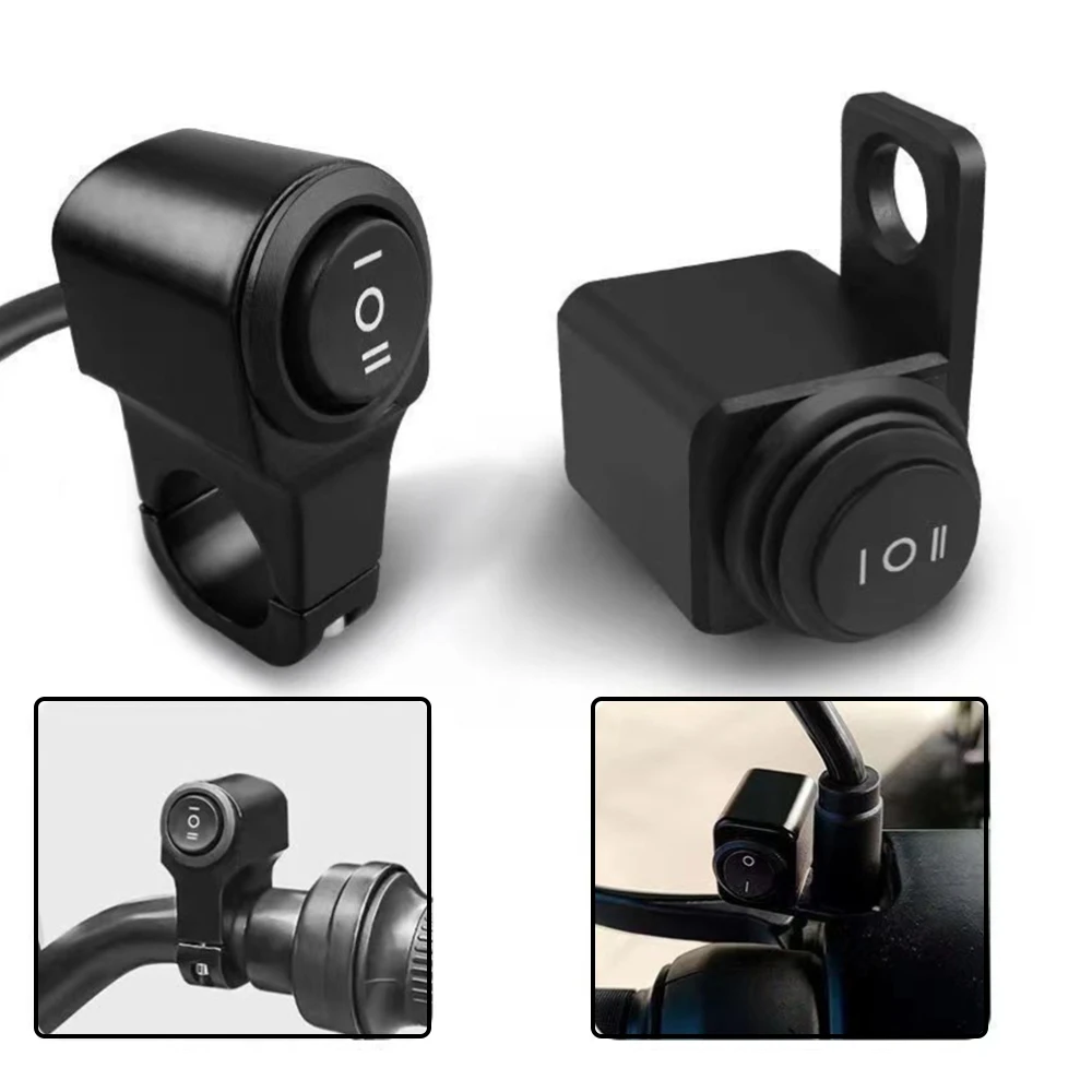3 Gear Waterproof Handlebar Switch Flame Retardant ABS For Motorcycle E-Bike Headlight Spotlight Fog Lamp Control Button